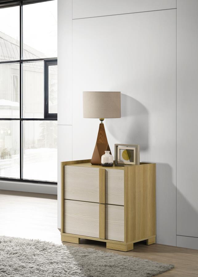 Coaster Fine Furniture Hyland - 2-Drawer Nightstand Bedside Table - Natural | Meri Furniture