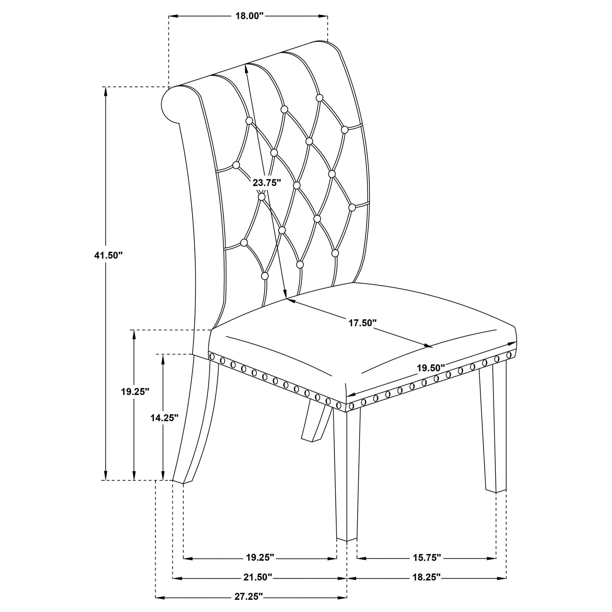Alana Fabric Upholstered Dining Side Chair Grey (Set of 2)