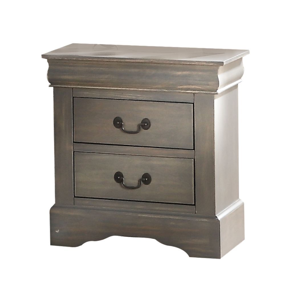 ACME It has two drawers with center metal glide and brushed nickel metal handle. Offers you plentiful storage with spacious drawers | Meri Furniture