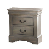 It has two drawers with center metal glide and brushed nickel metal handle. Offers you plentiful storage with spacious drawers