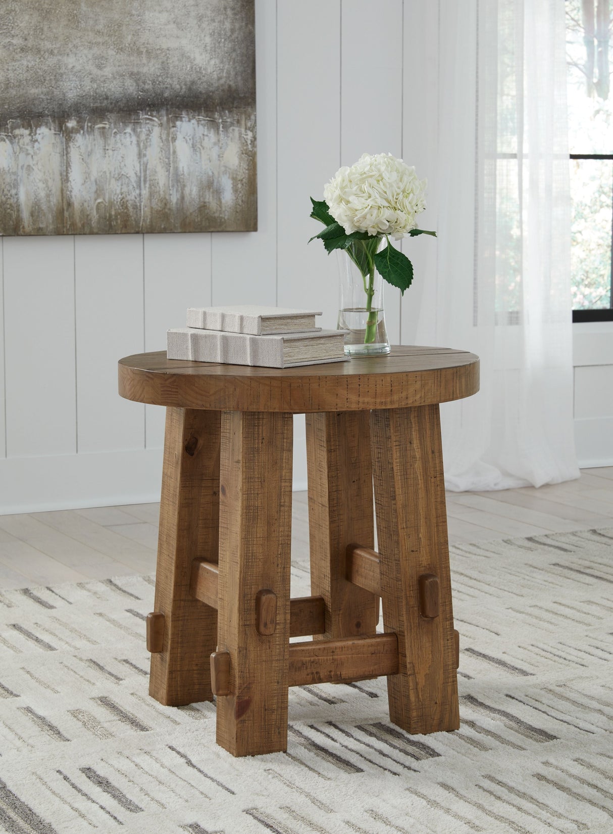 Signature Design by Ashley® Mackifeld - Warm Brown - Round End Table | Meri Furniture
