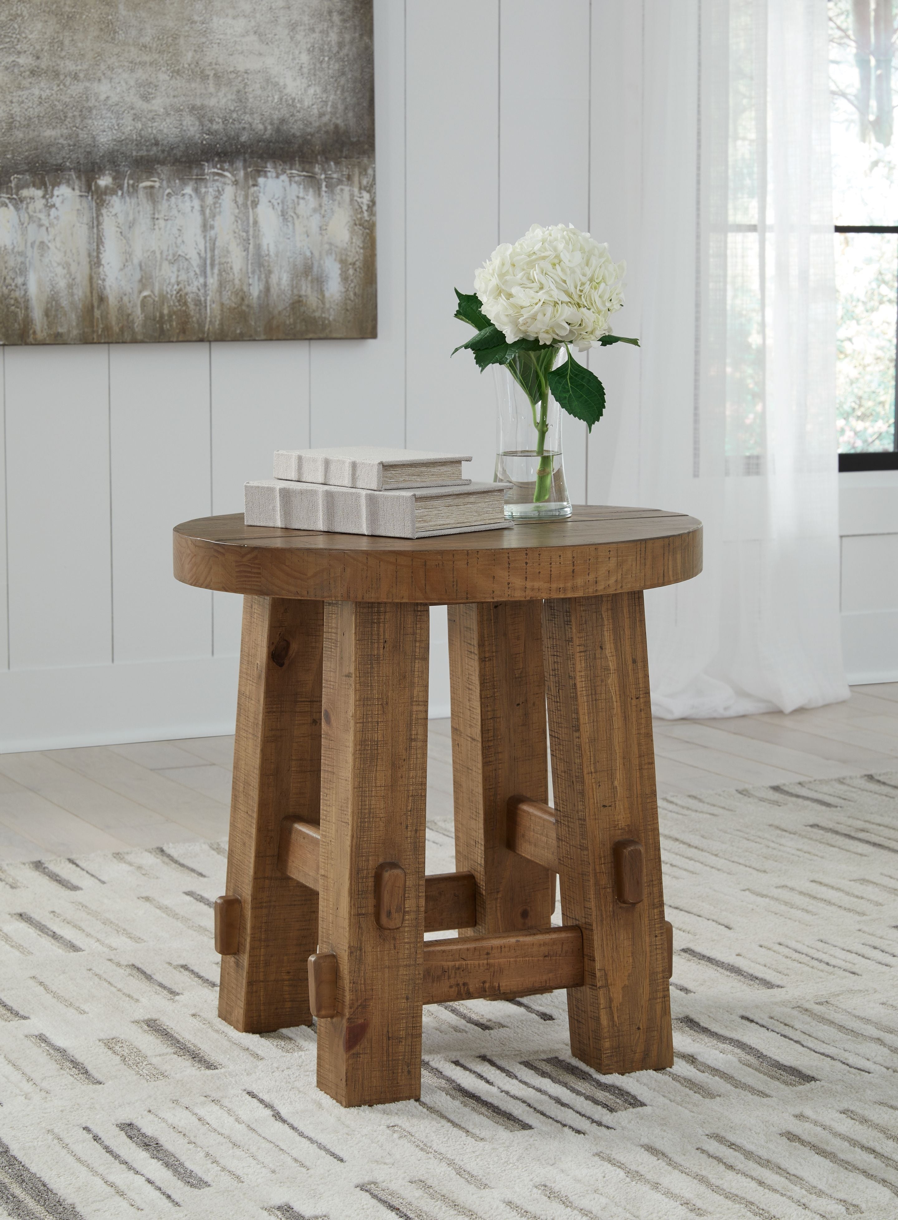 Signature Design by Ashley® Mackifeld - Warm Brown - Round End Table | Meri Furniture
