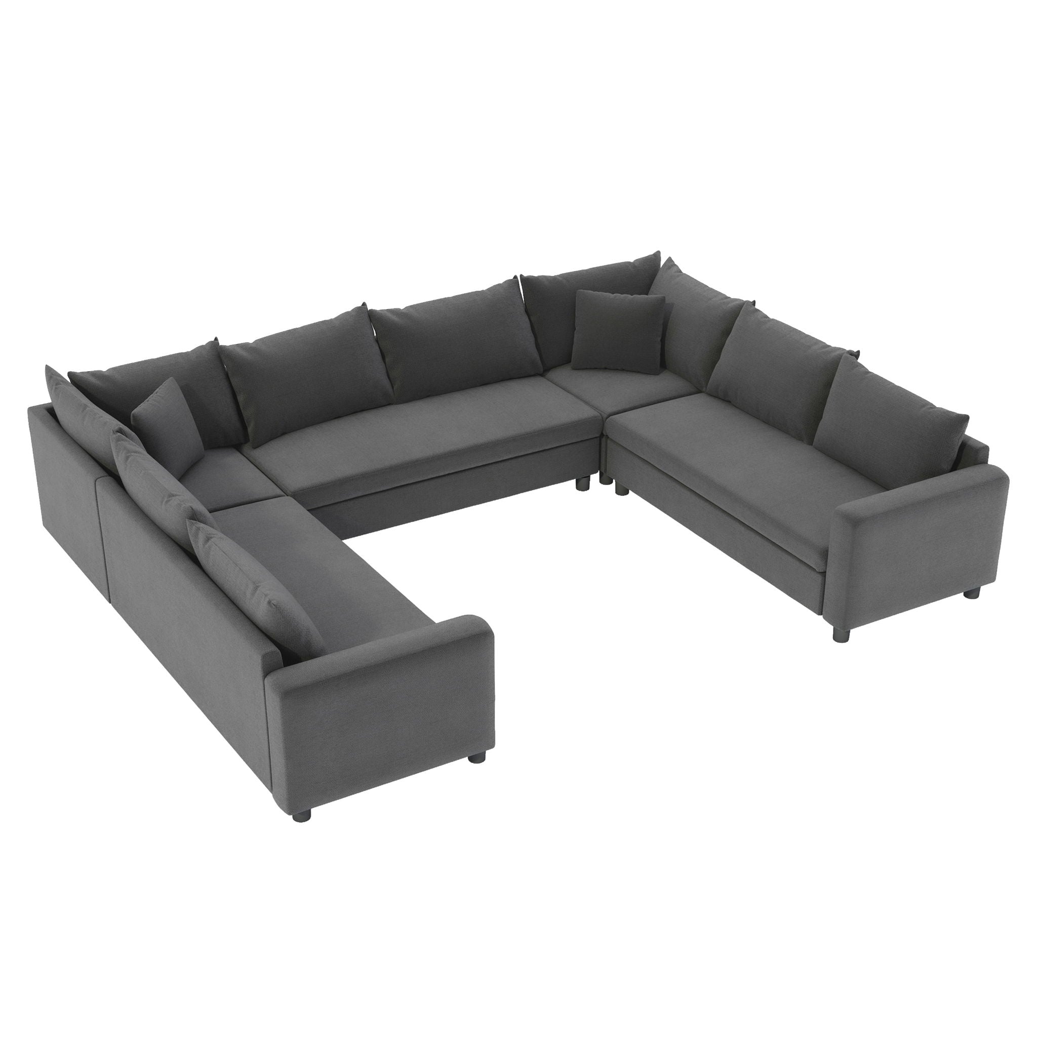 Modular Sectional Reversible U Shaped Couch Set, Free Combination Minimalist Style, Oversized 8 Seat Convertible Sofa