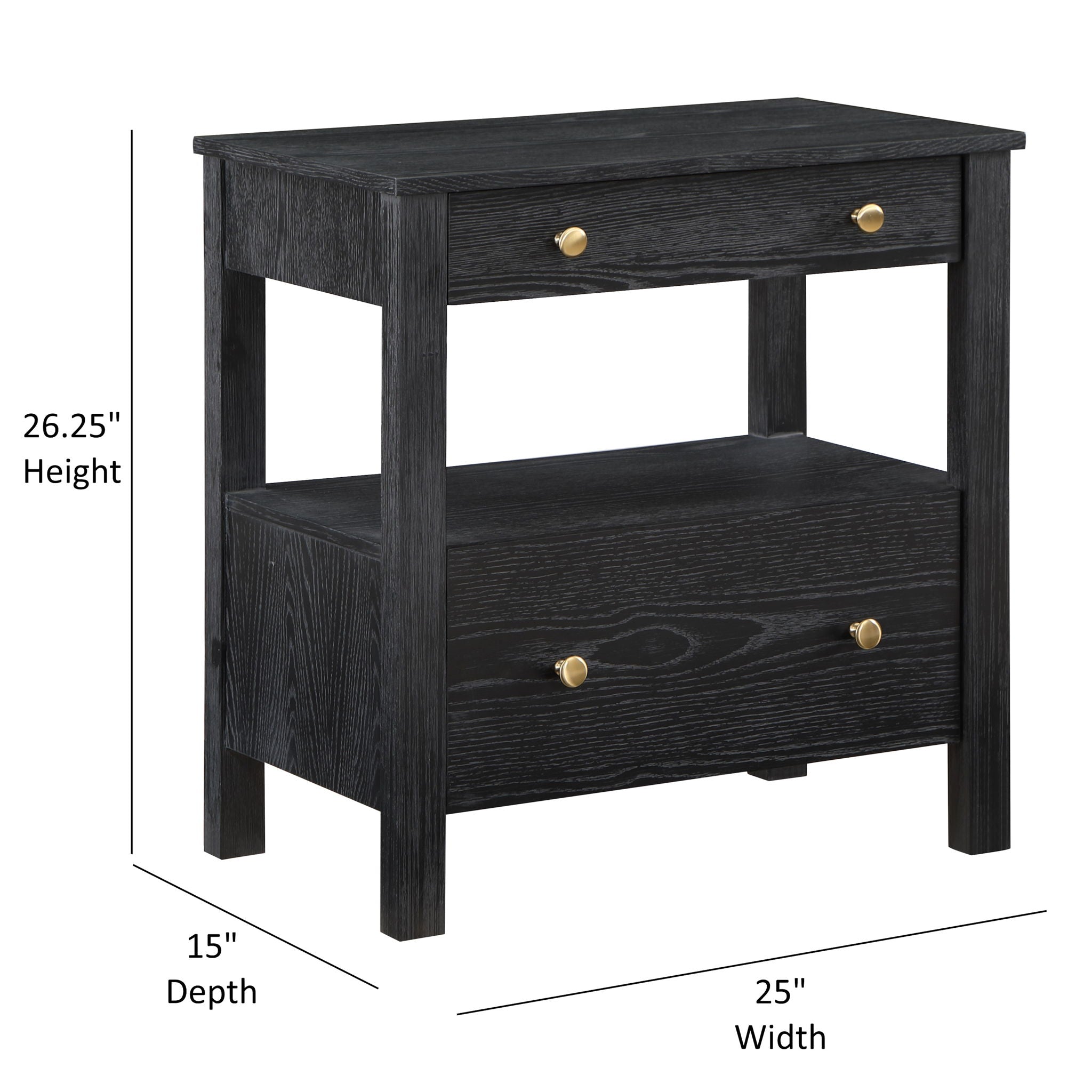 Danielle - 2 Drawer Nightstand With Knobs - Black