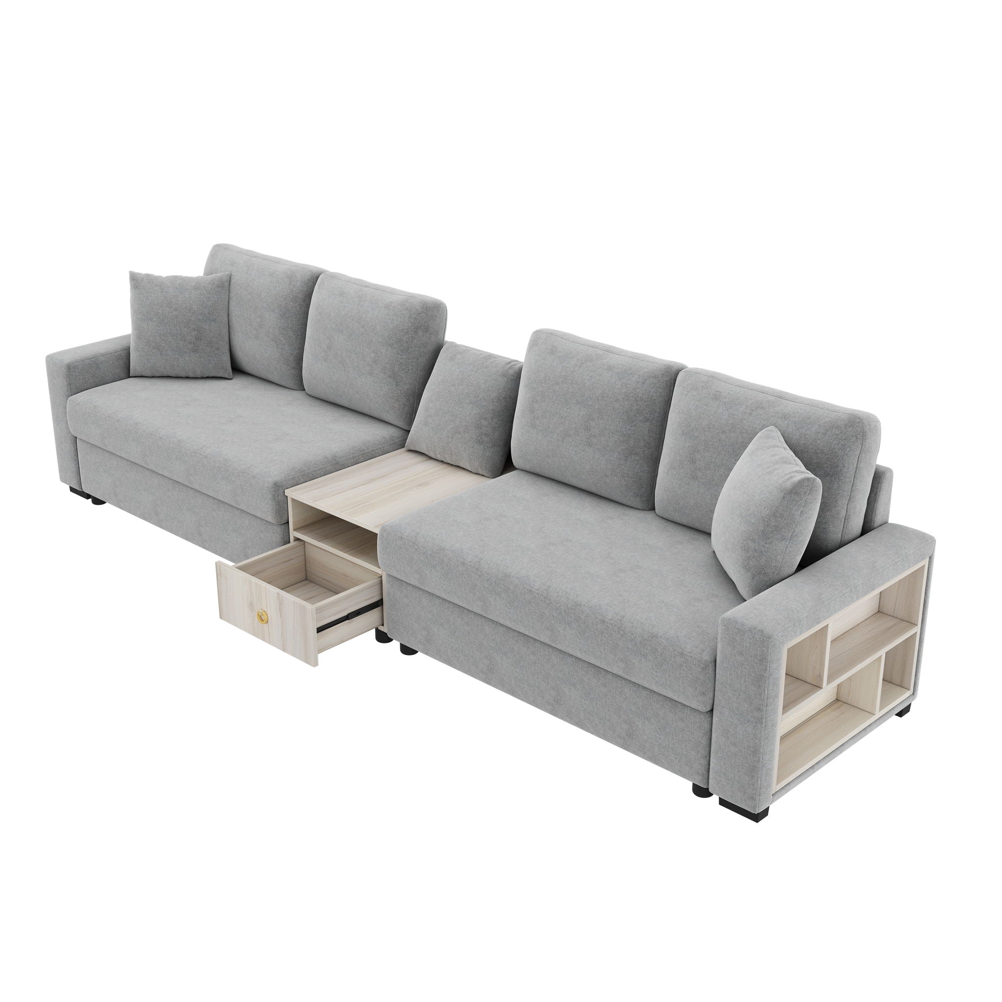 Modular Sofa Couch With Storage Armrest And Center Console