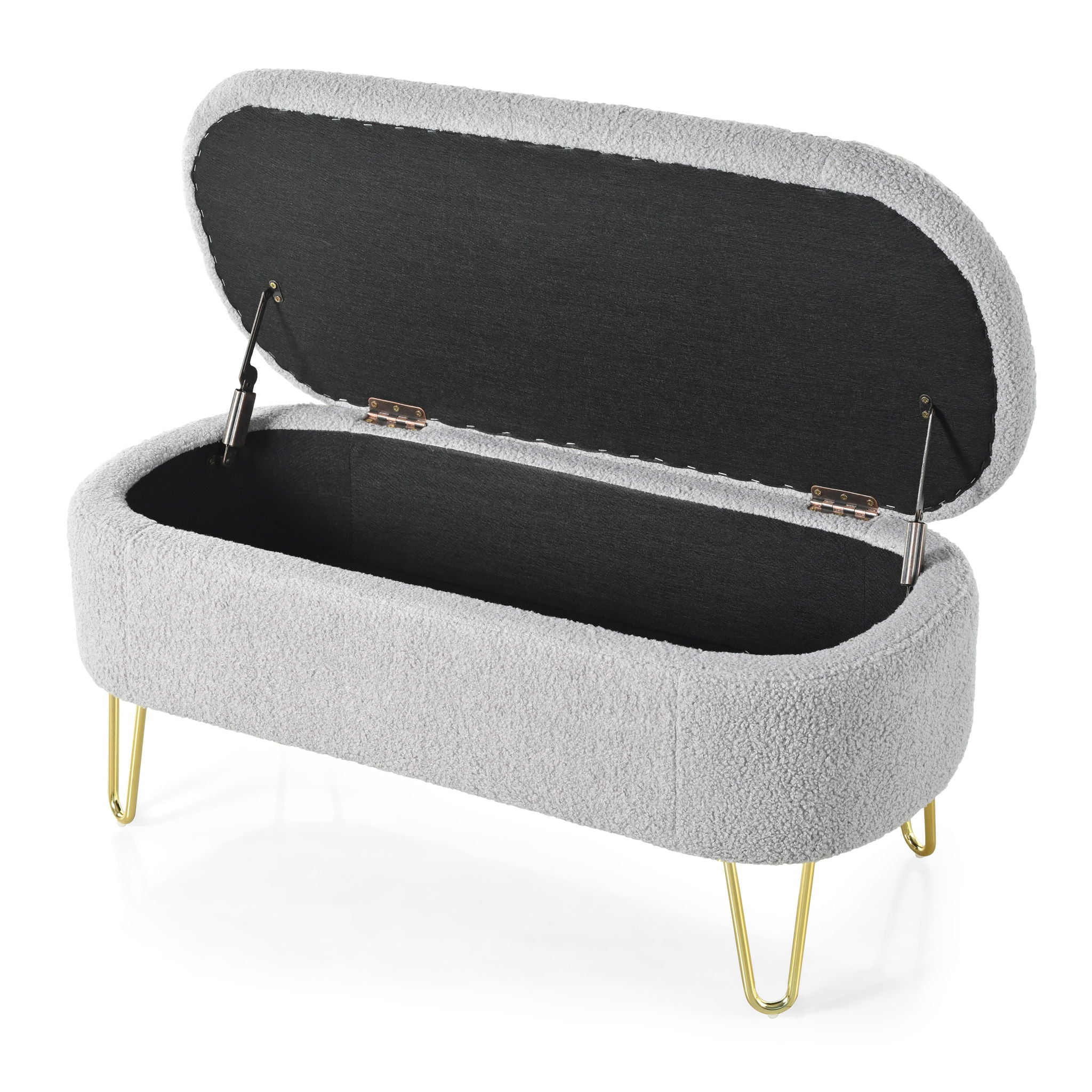 Upholstered Oval Storage Bench For Living Room