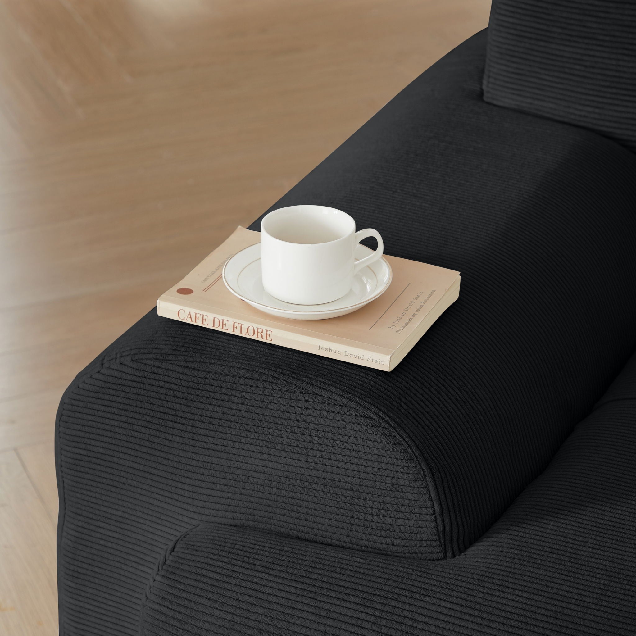 L Shaped Modular Sectional Sofa Corduroy And Movable Ottoman