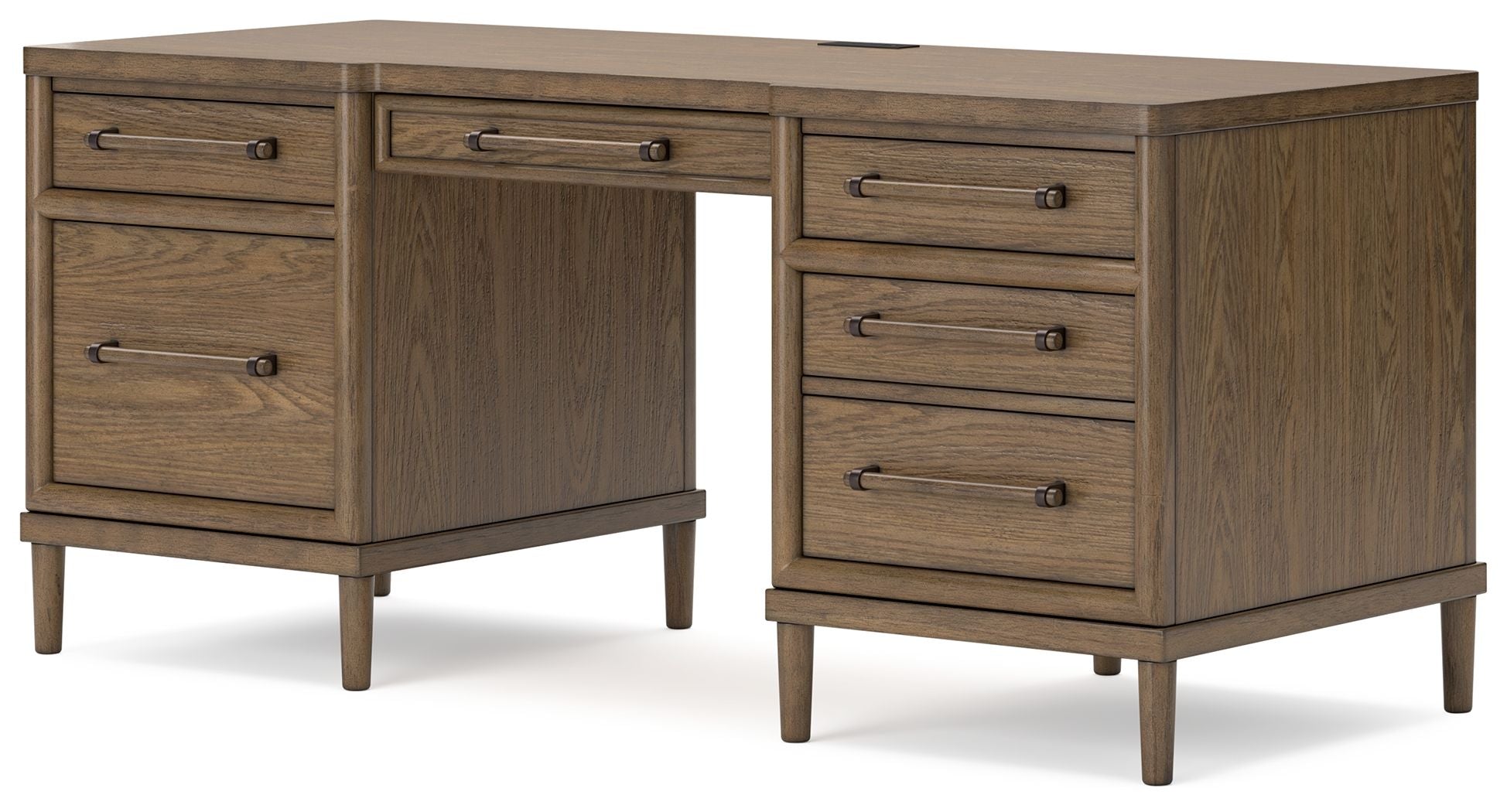 Signature Design by Ashley® Roanhowe - Brown - 3 Pc. - Home Office Desk, Bookcase, Swivel Desk Chair | Meri Furniture