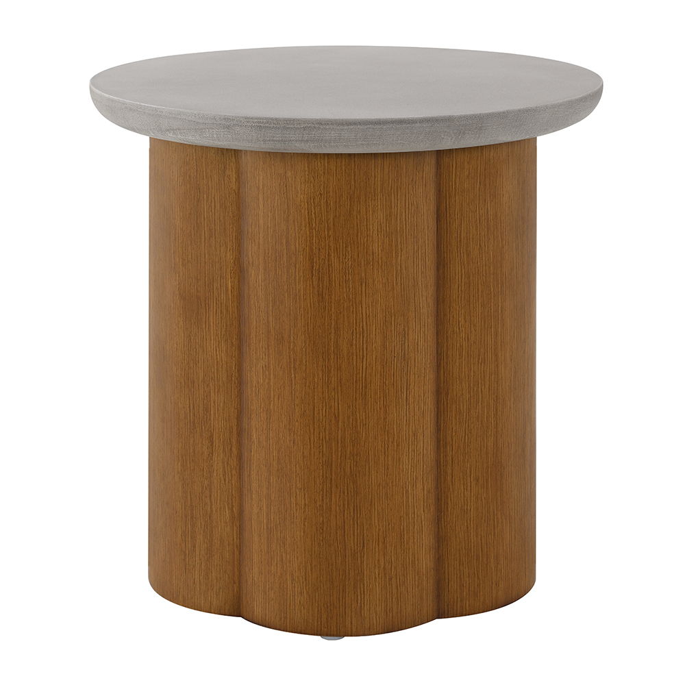 ACME Evelyn - End Table - Faux Concrete Top & Walnut Finish | Meri Furniture