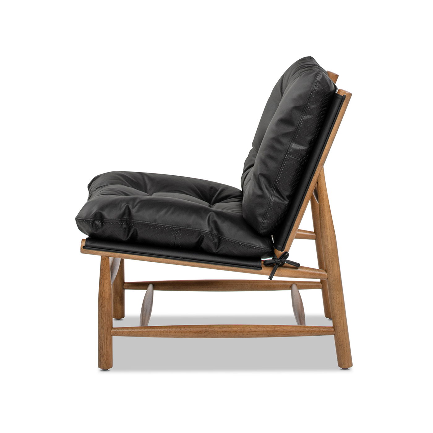 Oxford Leather Mid-Century Modern Accent Chair - Noir Black