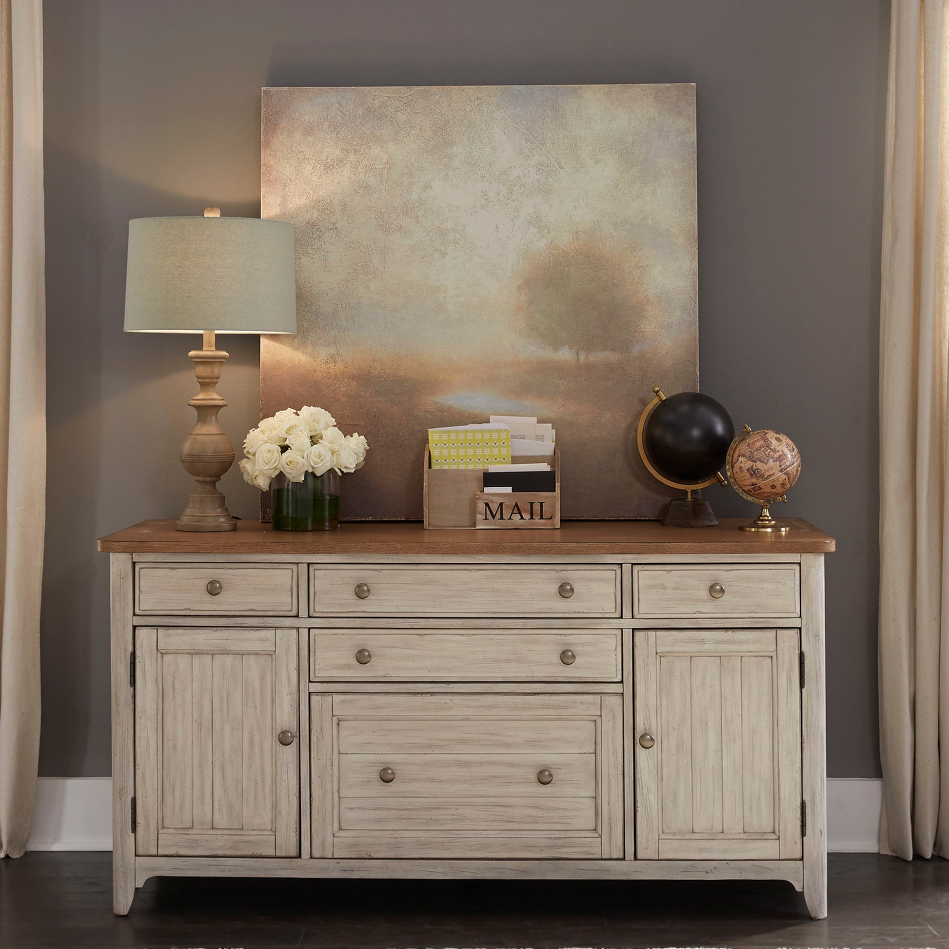 Liberty Furniture Farmhouse Reimagined - Door Credenza - White | Meri Furniture