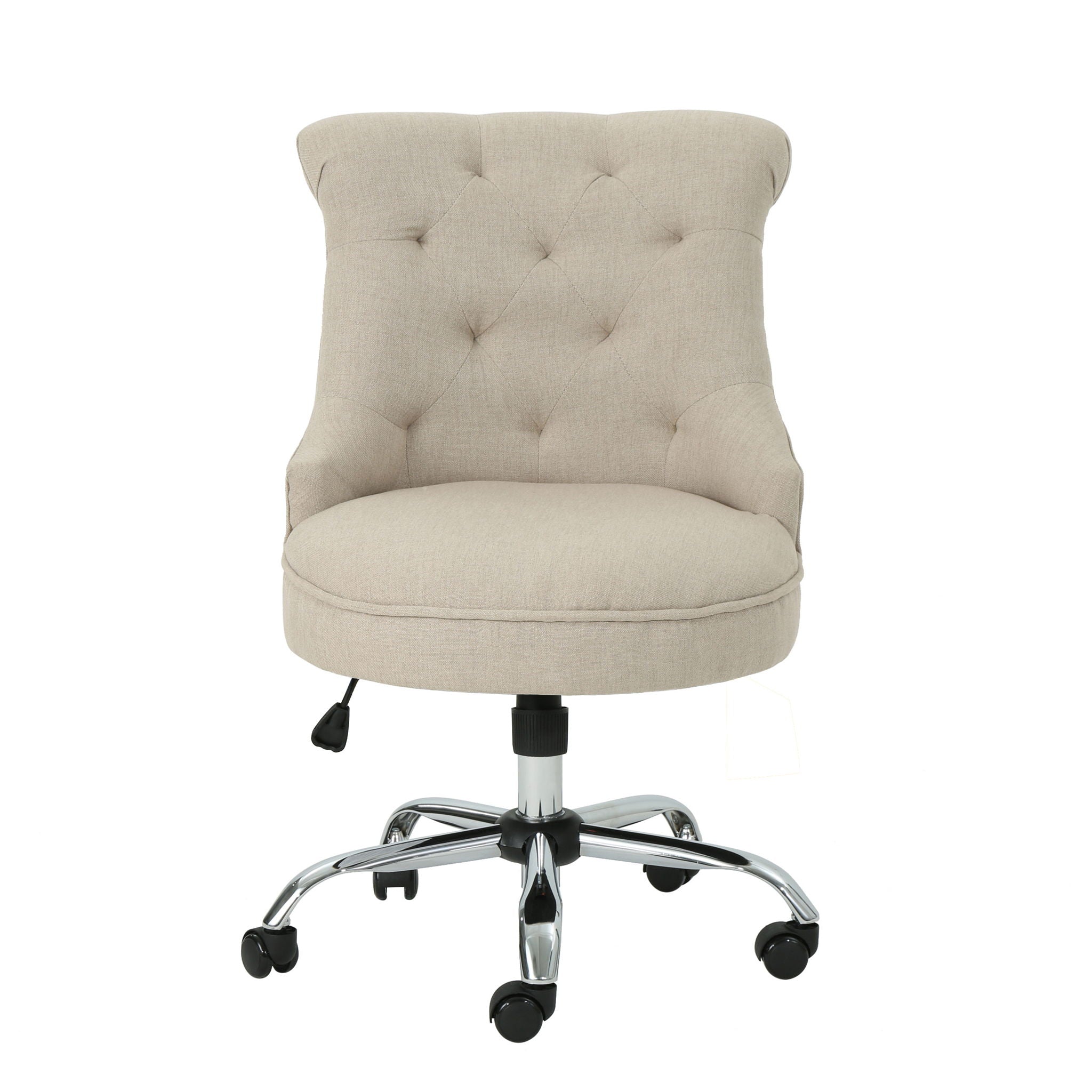Fidelity - Upholstered Office Chair With Sloped Arms And Rolled Backrest - Wheat / Chrome