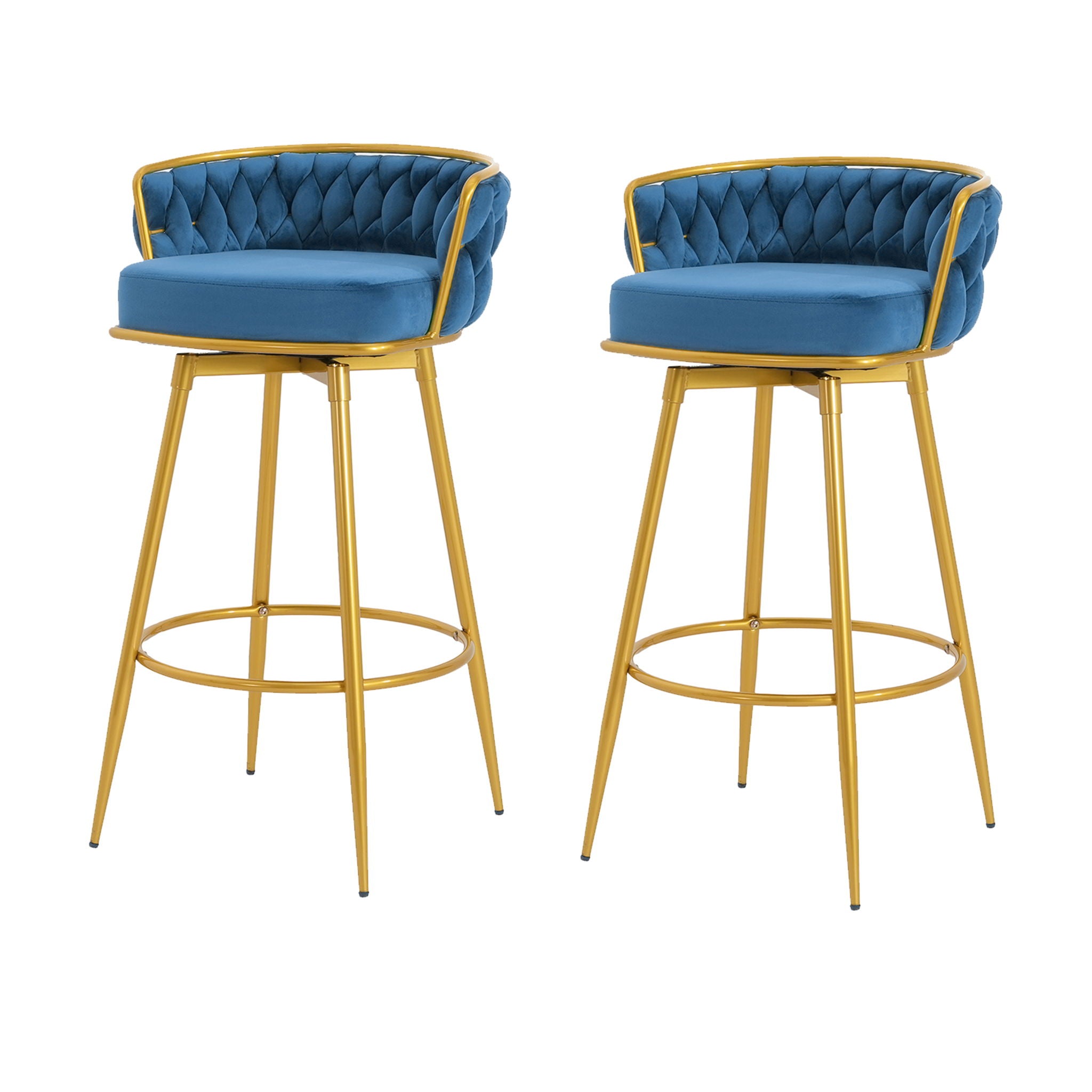 Modern Low Back Upholstered Counter Height Bar Stools (Set of 2)