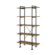 ACME Nefo - Bookshelf - Rustic Oak & Black Finish | Meri Furniture