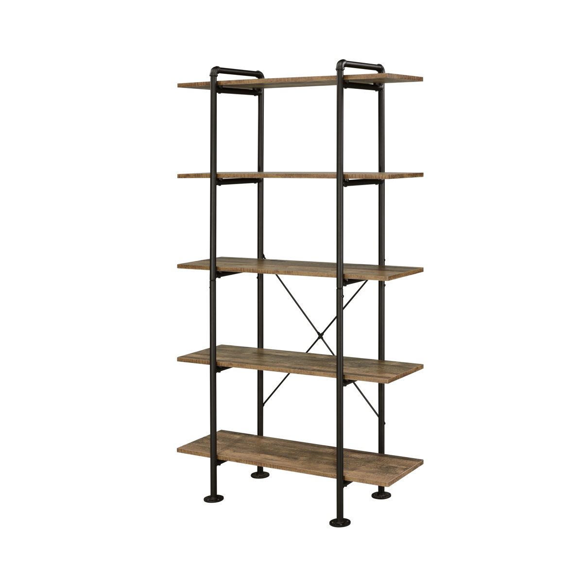 ACME Nefo - Bookshelf - Rustic Oak & Black Finish | Meri Furniture