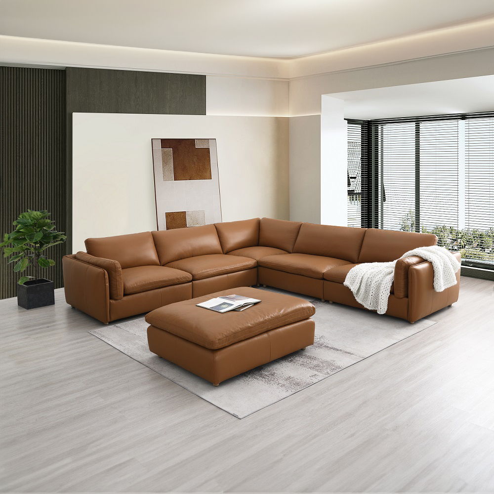 ACME Brighton - Ottoman - Brown Top Grain Leather | Meri Furniture