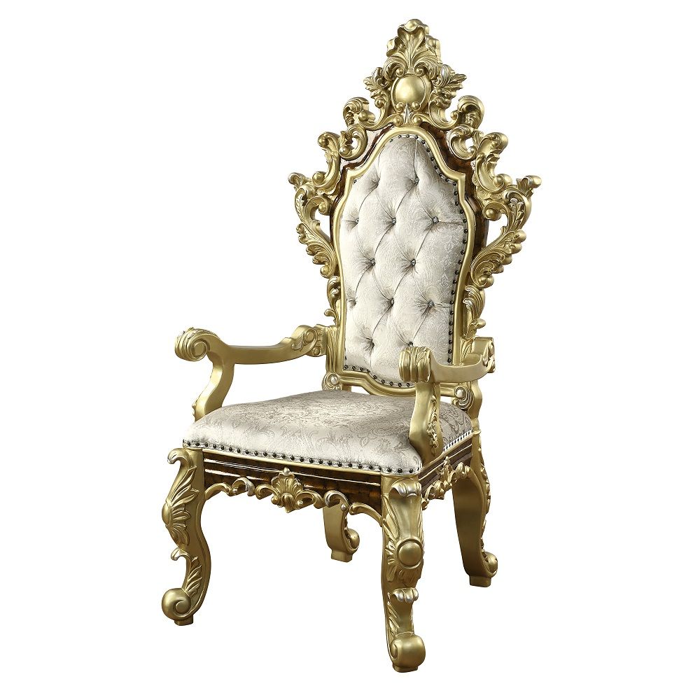 ACME Desiderius - Arm Chair (Set of 2) - Antique Gold & Hand-Painted Brown | Meri Furniture