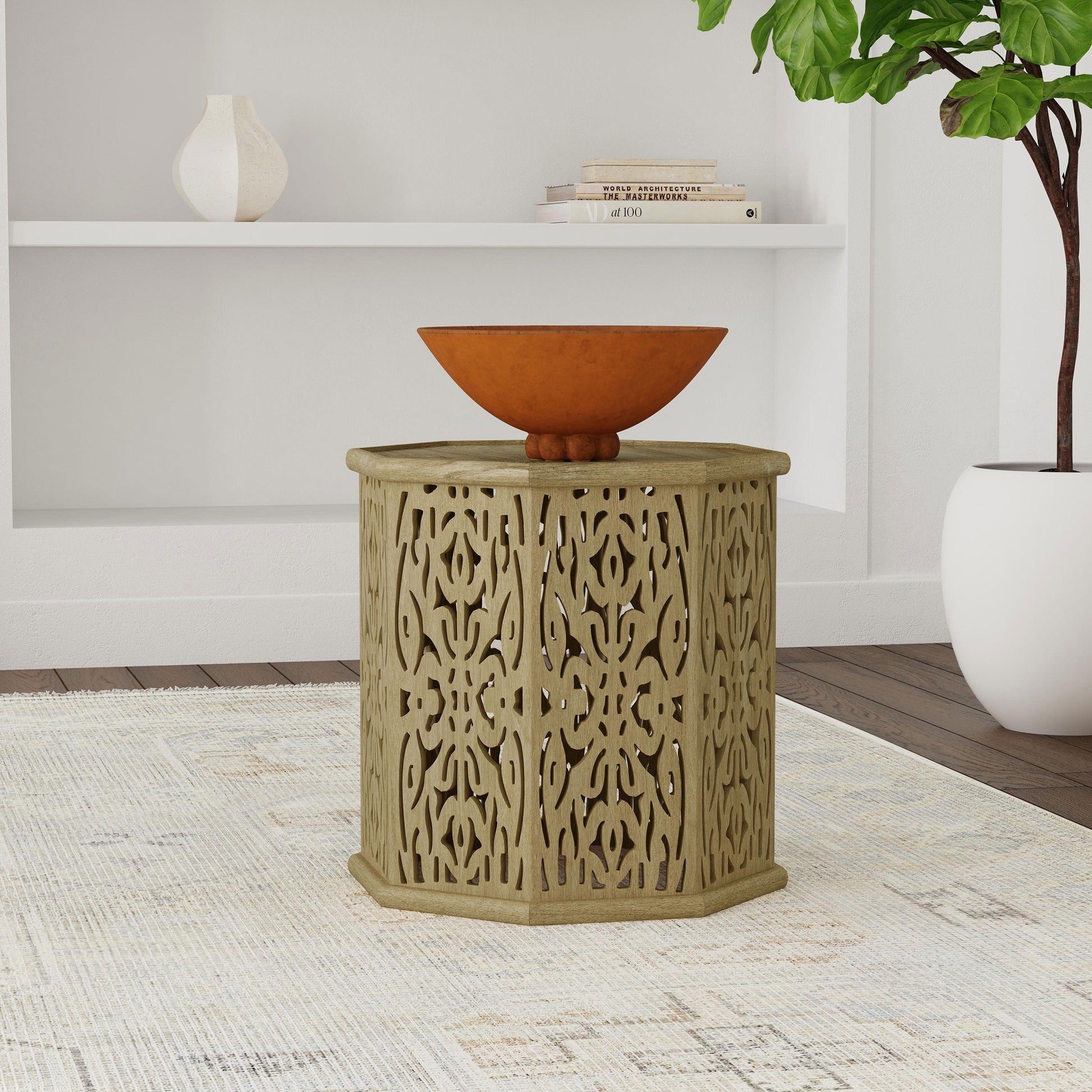 Coaster Fine Furniture Torres - Octagonal Solid Mango Wood Side Table - Natural Brown | Meri Furniture