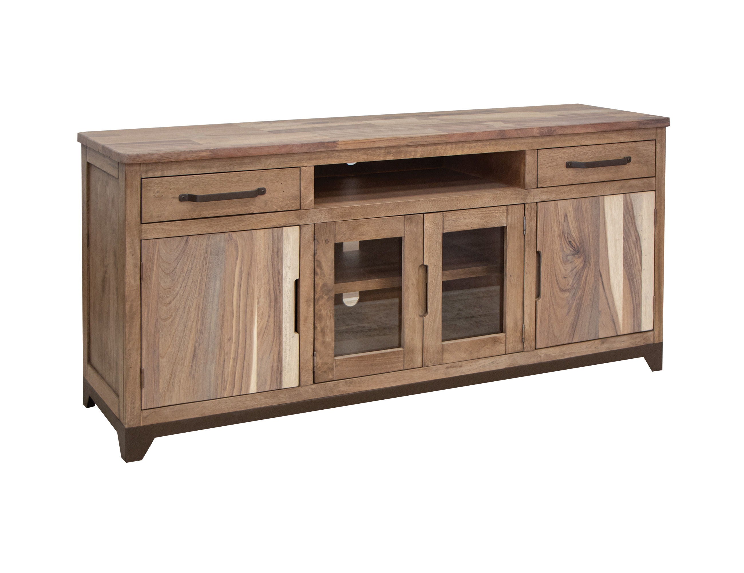 International Furniture Direct Natural Parota - 70" TV Stand - Brown Cappuccino | Meri Furniture