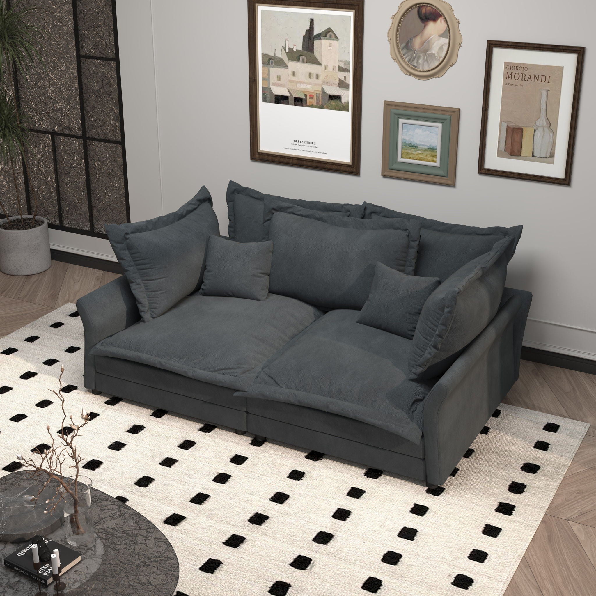 Modern Comfy Upholstered Sofa Cloud Couch, Deep Seat Couches With Multiple Large Soft Pillows