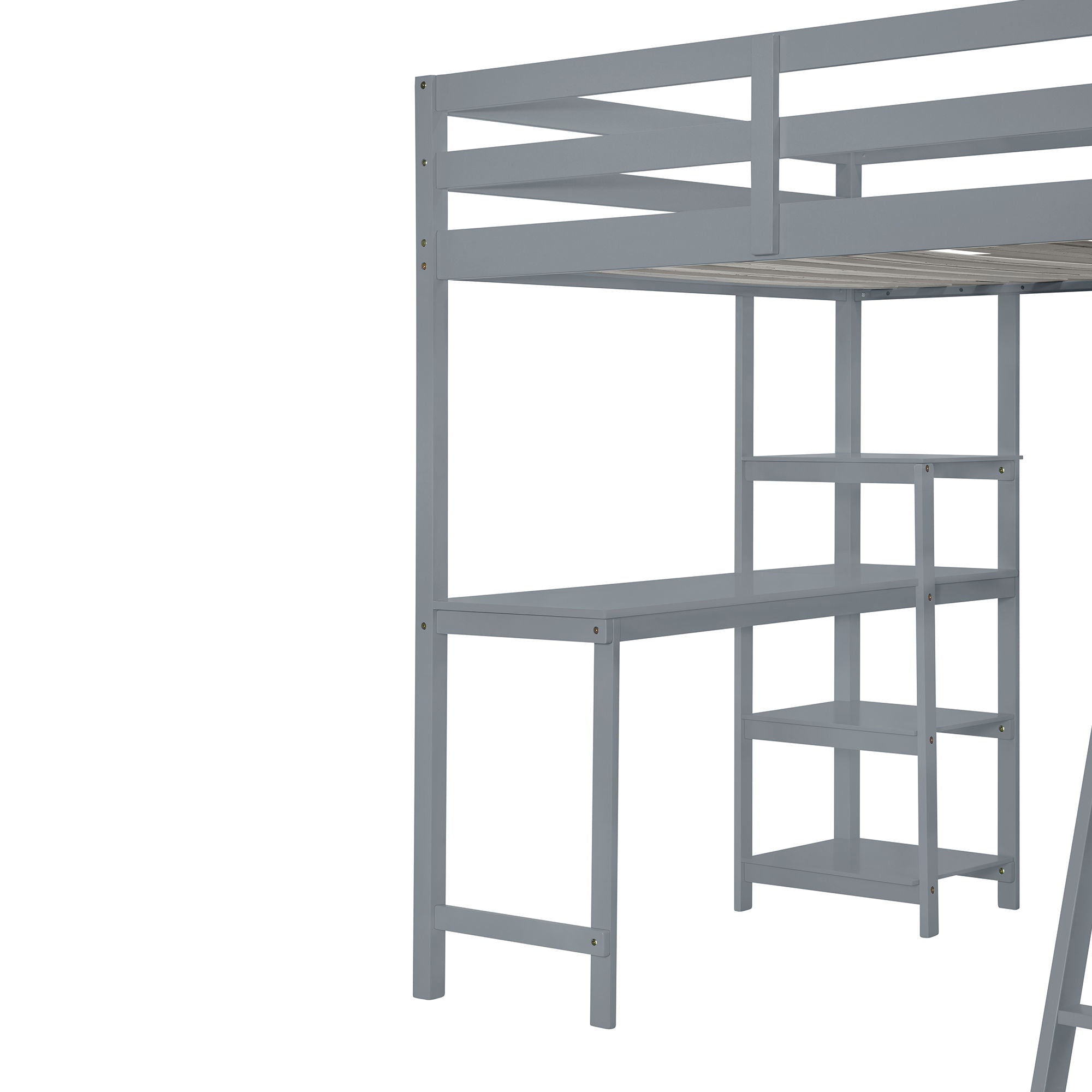 Loft Bed With Wardrobe And Desk And Shelves
