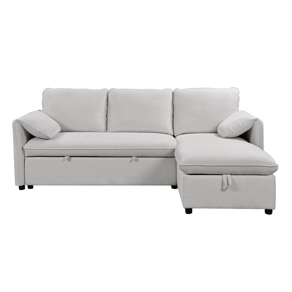 ACME Yaroslav - Sectional Sofa With Sleeper & Storage - Cream Velvet | Meri Furniture