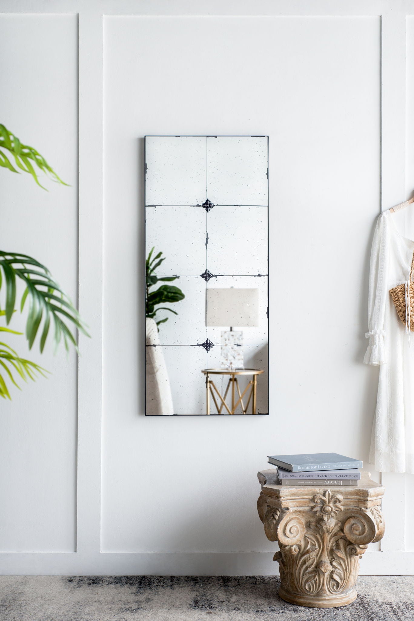 Traditional Decor Style Antique Glass Panel Mirror, Wall Mirror For Bathroom Entryway Console Lean Against Wall