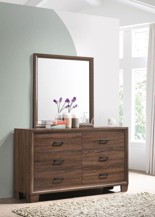 Coaster Fine Furniture Brandon - 6-Drawer Dresser With Mirror - Warm Brown | Meri Furniture