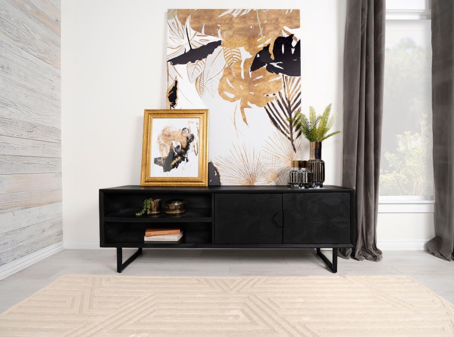 Coaster Fine Furniture Marsden - 2 Door Mango Wood TV Stand - Charcoal Black | Meri Furniture