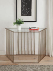 ACME Oaklie - Accent Table - Champagne & Clear Glass | Meri Furniture
