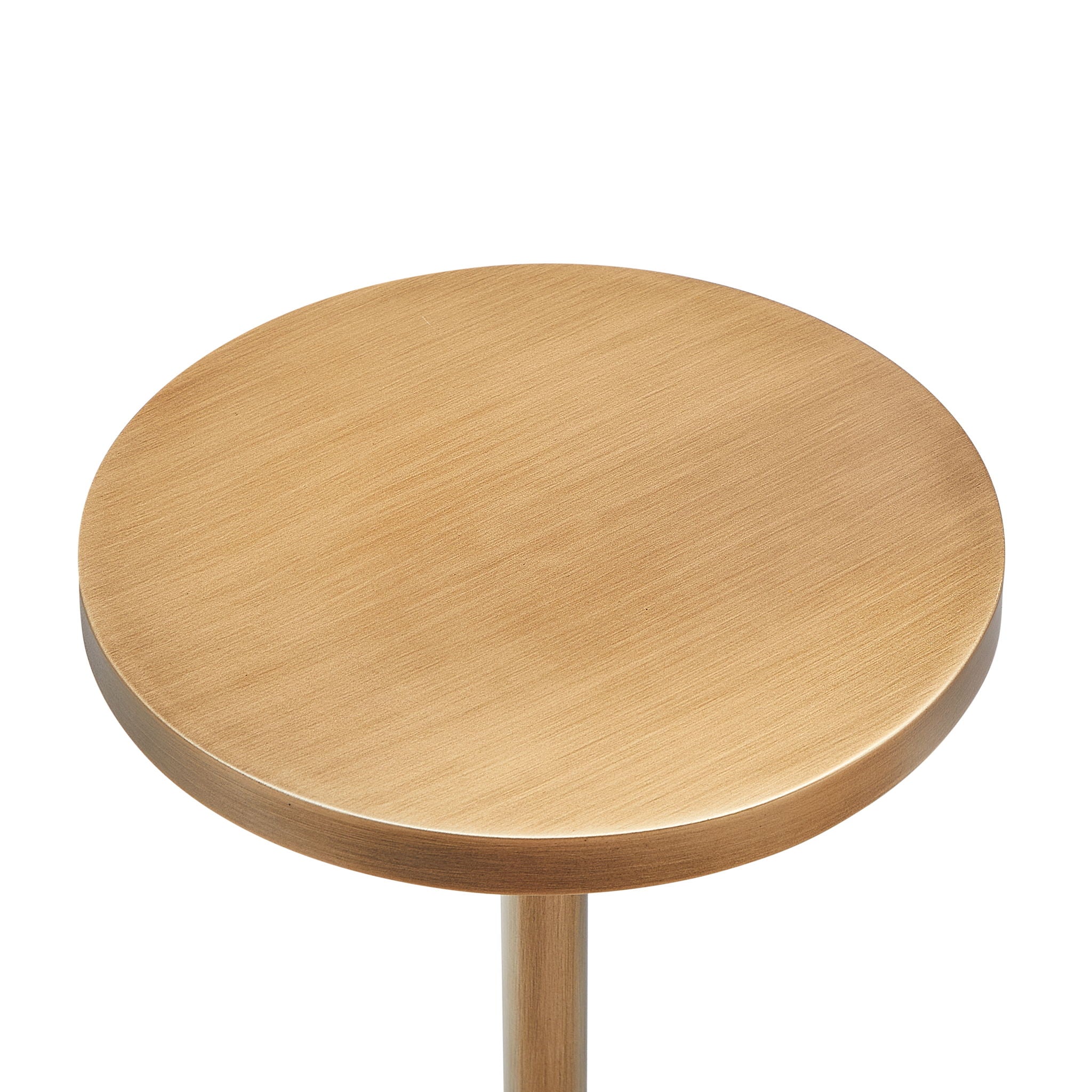 Morven - Adjustable Height Accent Table With Round Metal Top And Pedestal Base - Antique Brass