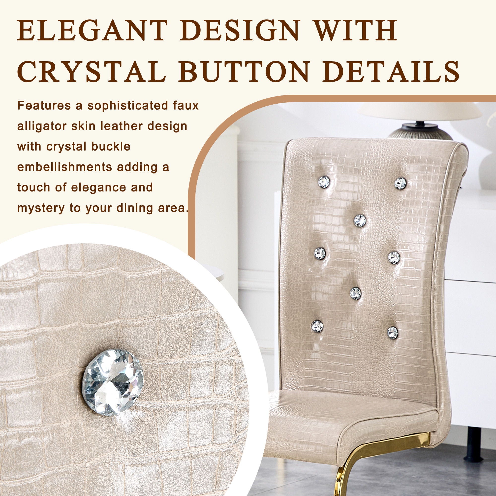 Elegant Design Alligator Skin Upholstered Dining Chairs