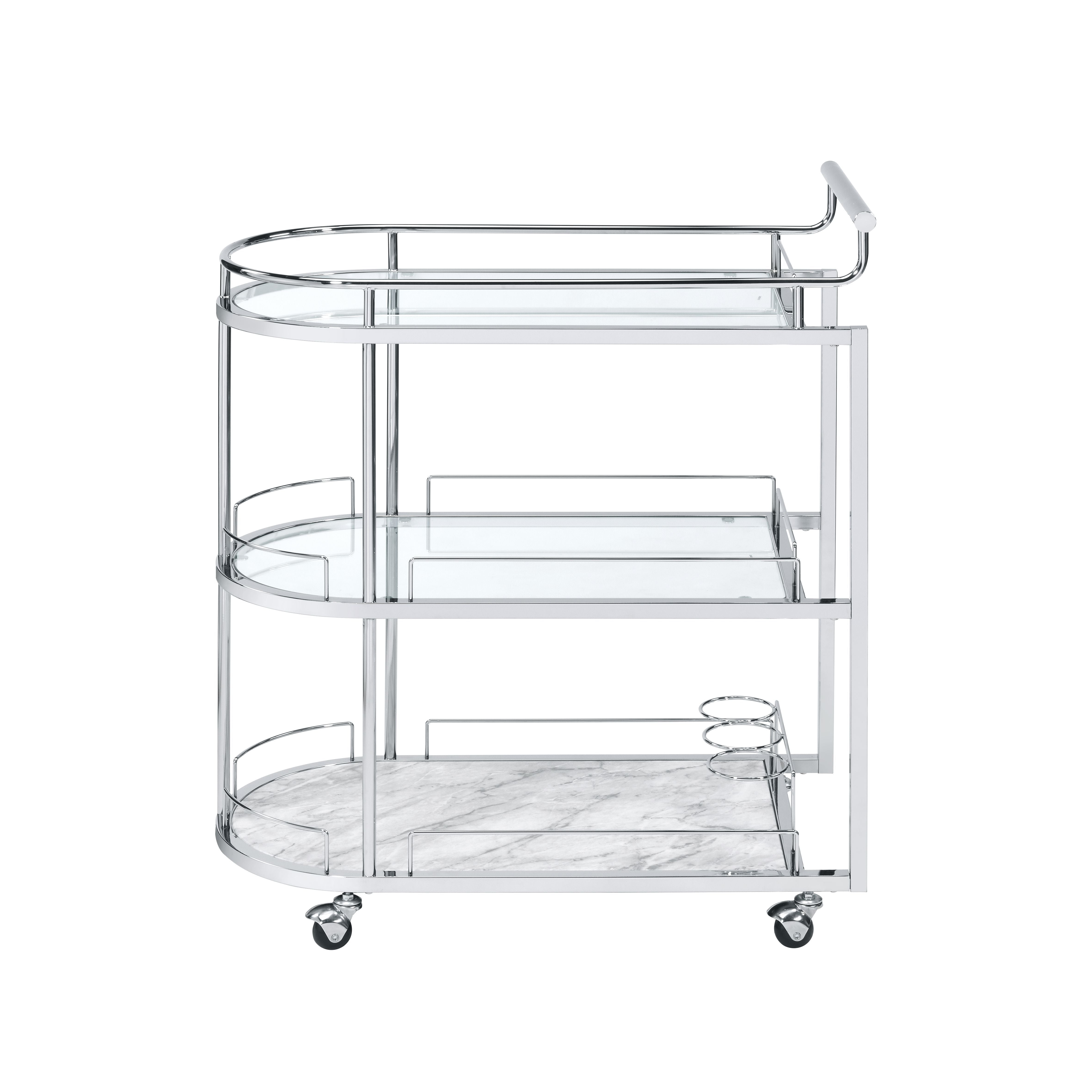 ACME Inyo - Serving Cart - Clear Glass & Chrome Finish | Meri Furniture