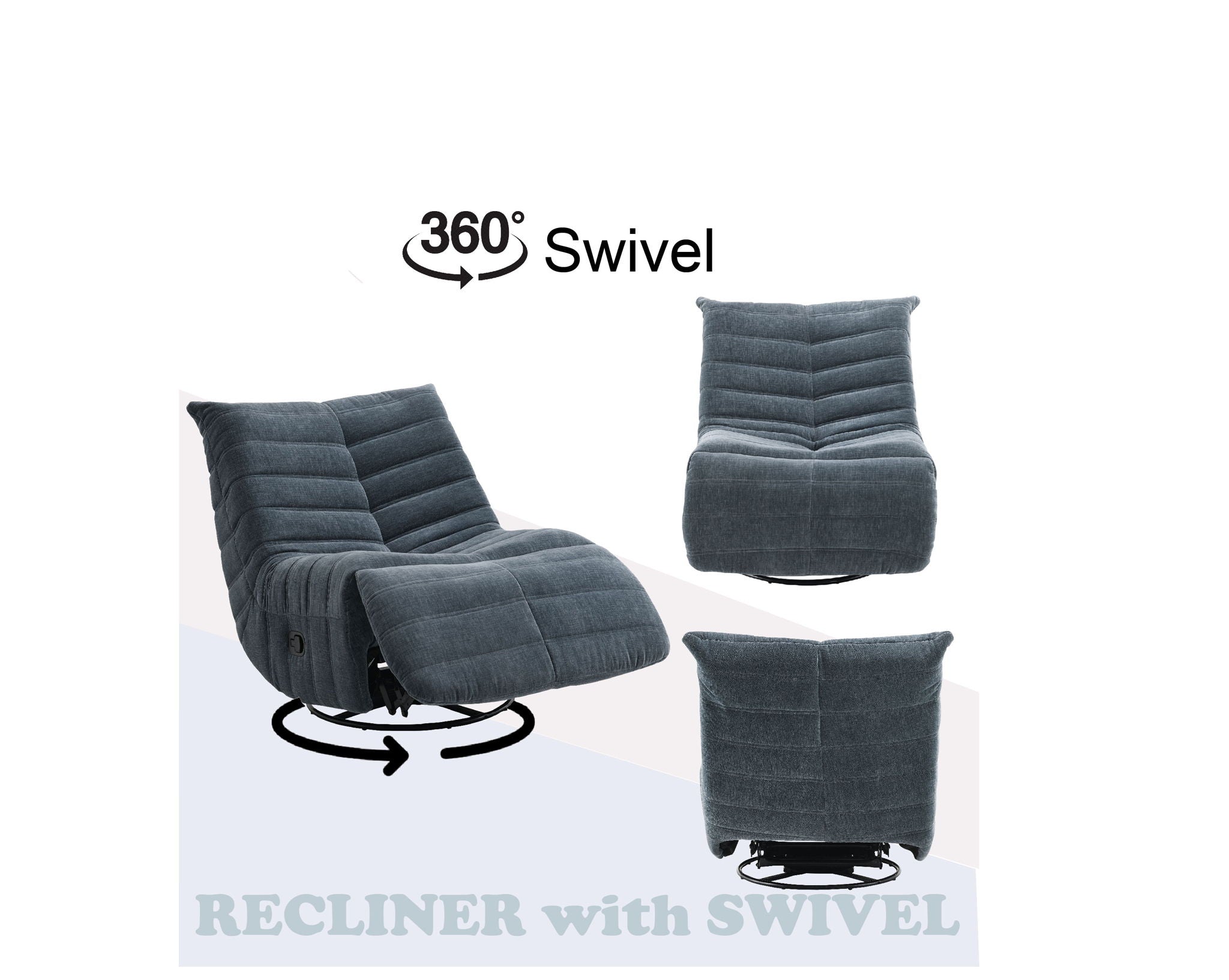 Talmon - Chenille Glider Recliner With Swivel - Dark Gray