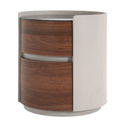Italian Retro Double Storage Round Side Table - Gray Brown