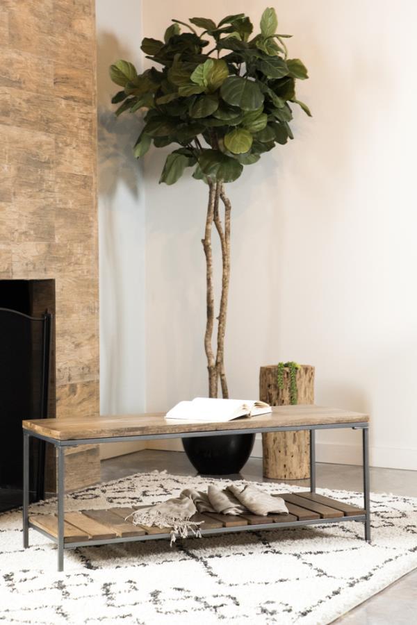 Coaster Fine Furniture Gerbera - Wood Accent Bench With Shelf - Natural And Gunmetal | Meri Furniture