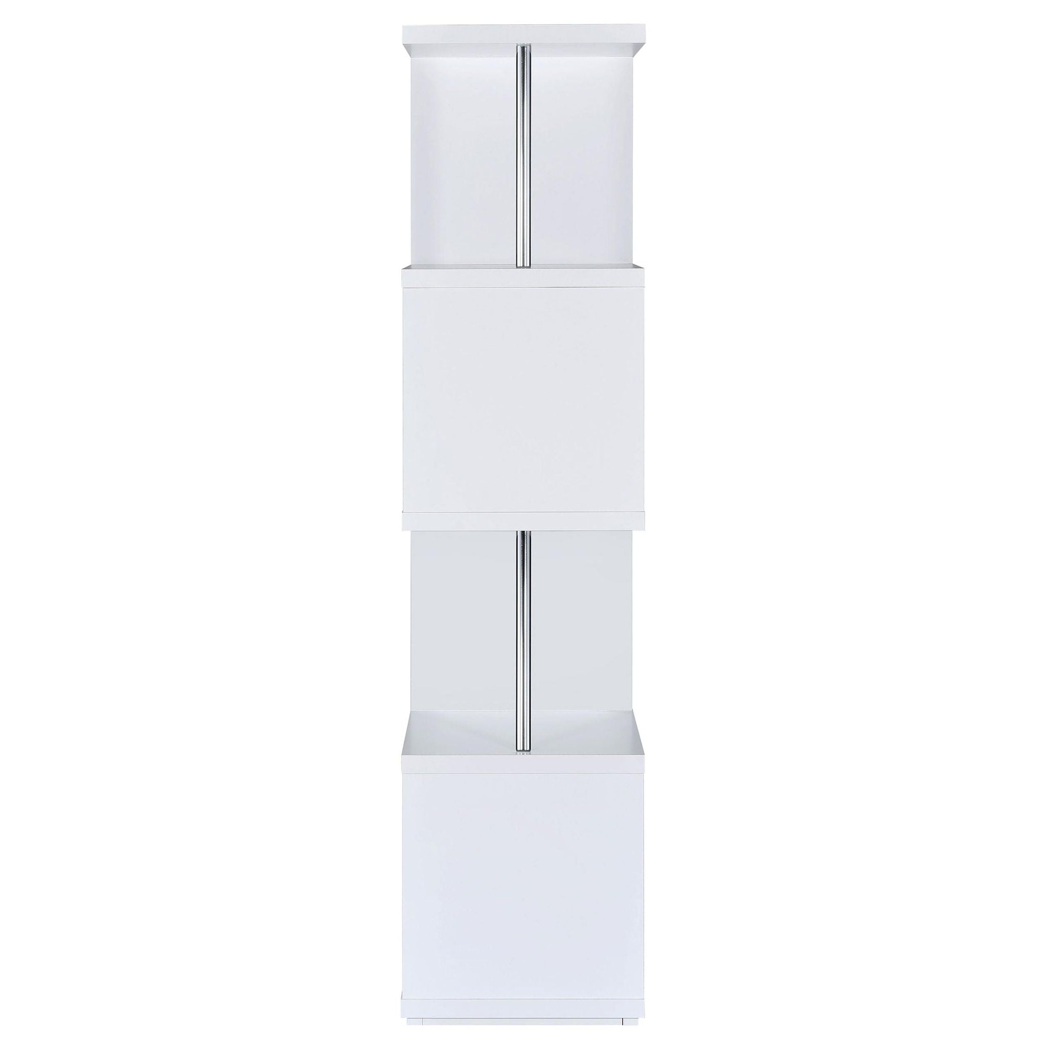 Baxter 67-inch 4-shelf Bookshelf White and Chrome