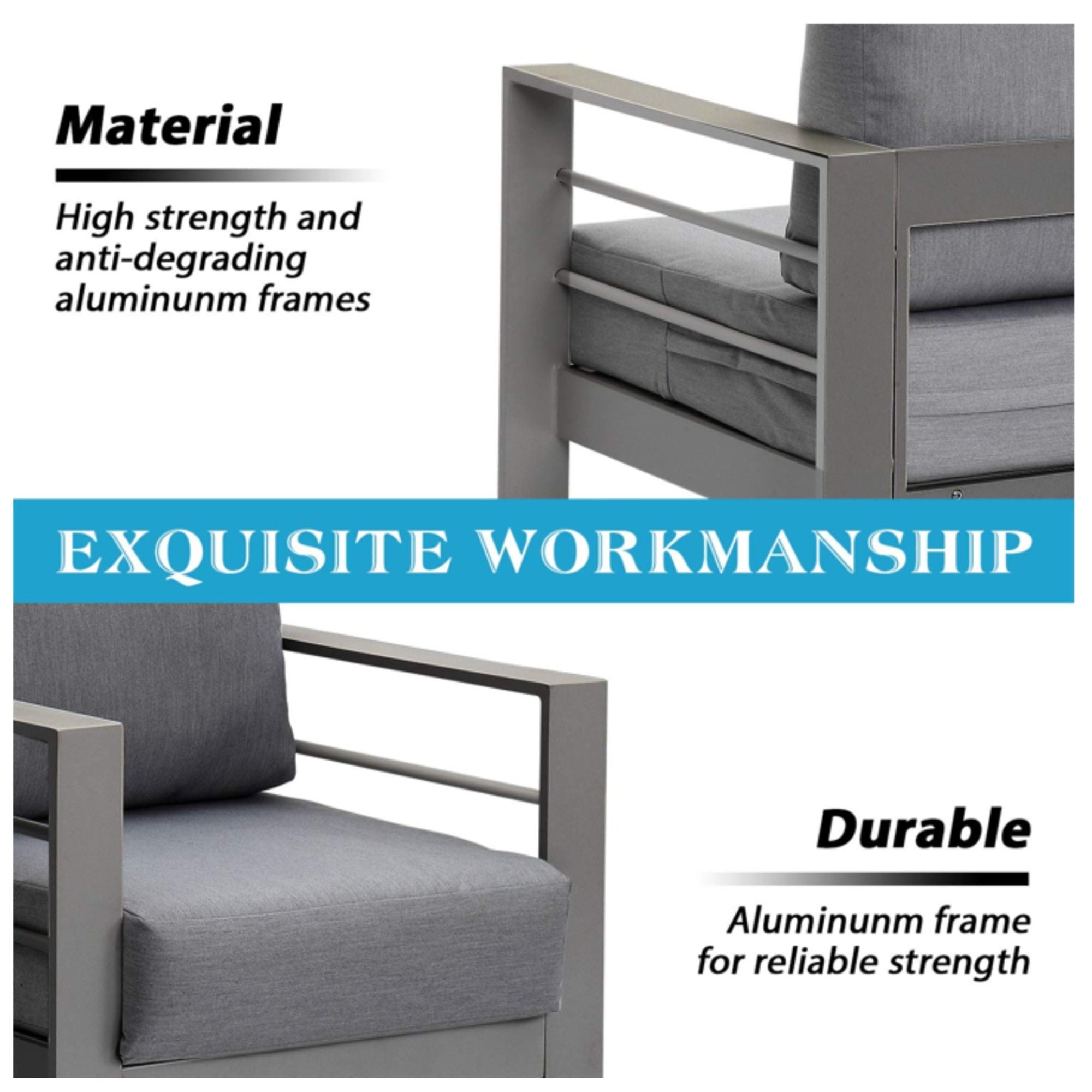 All Weather Patio Loveseat With Thick Cushions - Gray / Gray