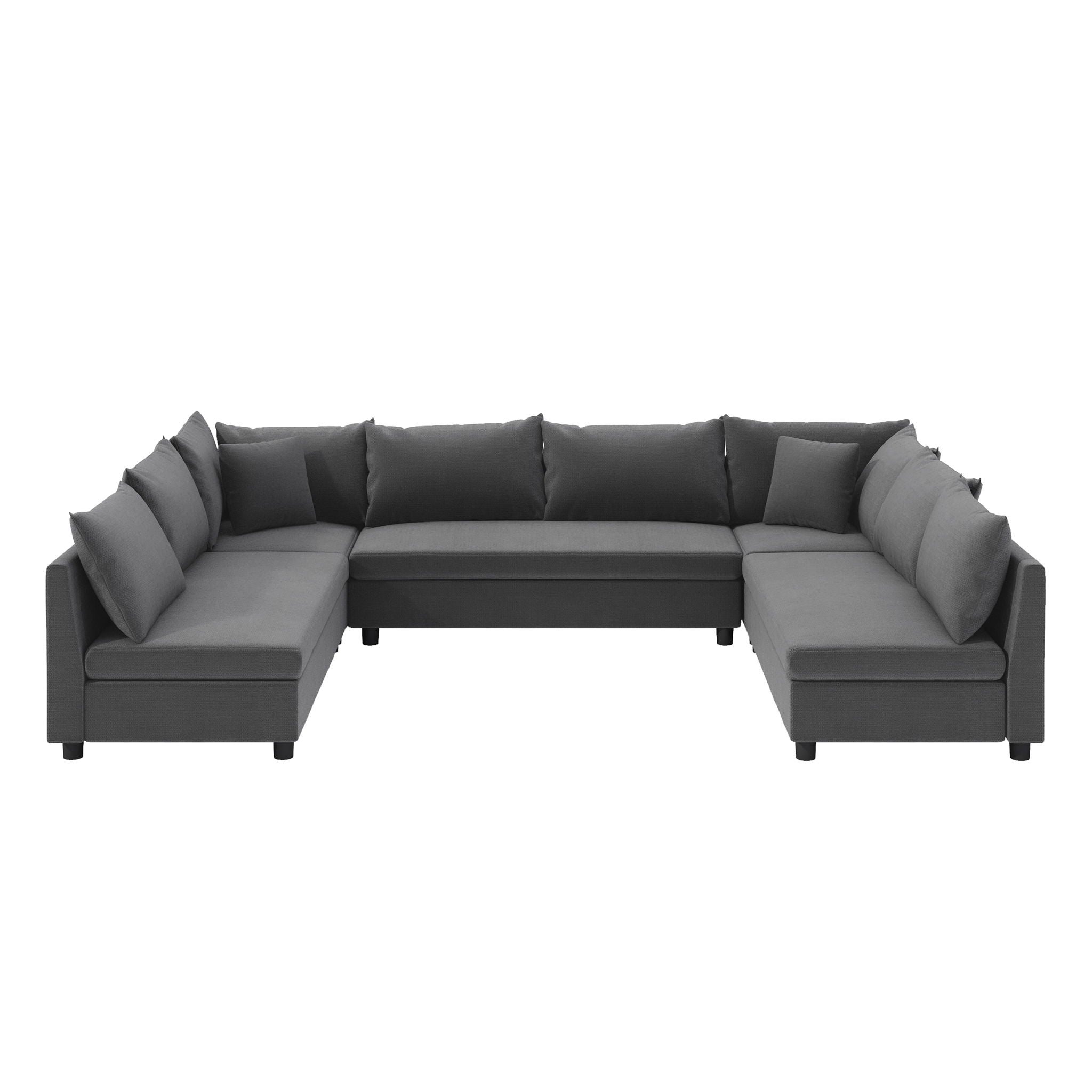 Modular Sectional Reversible U Shaped Couch Set, Free Combination Minimalist Style Oversized 8 Seat Convertible Sofa