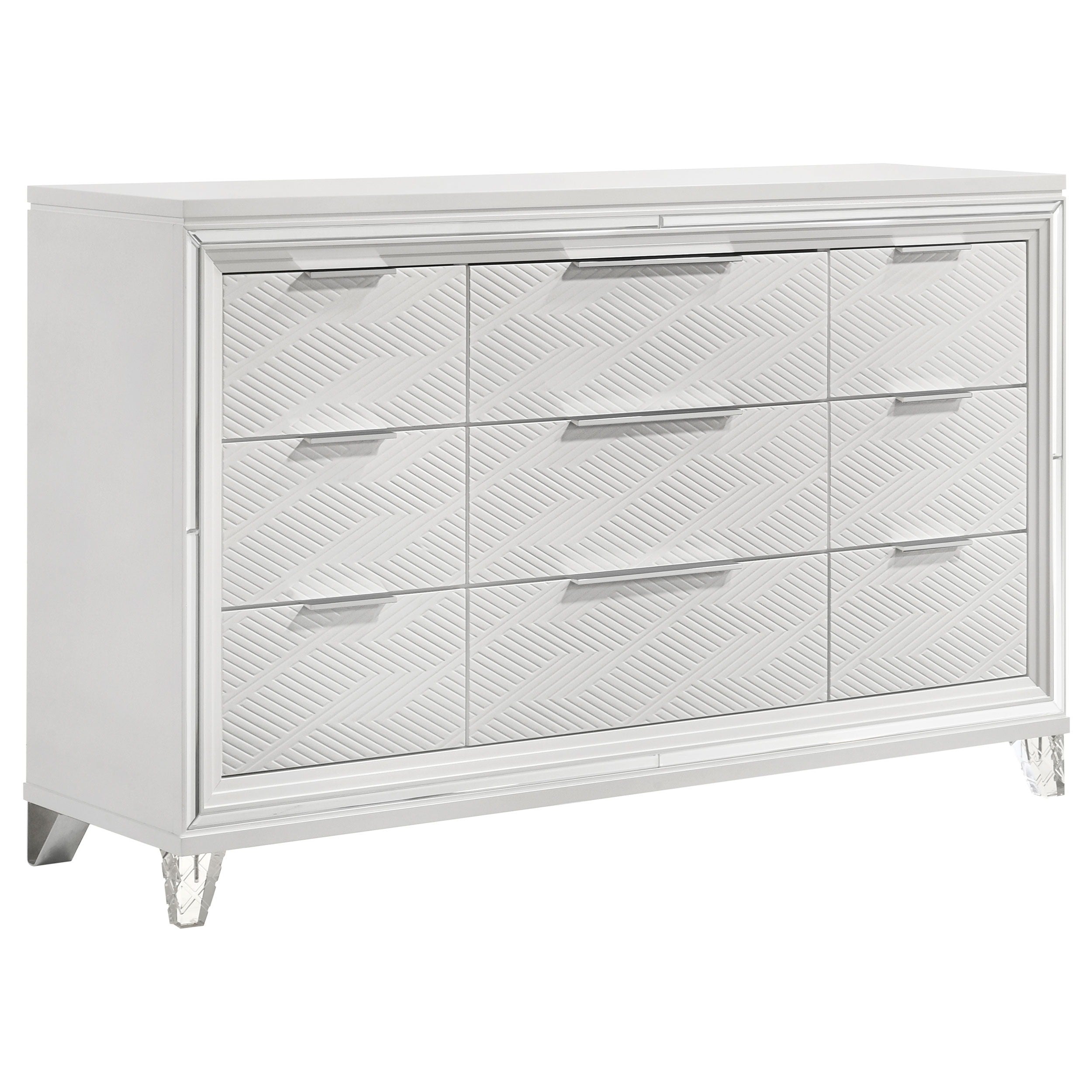 Coaster Fine Furniture Marmore - 9-Drawer Dresser Cabinet - White | Meri Furniture