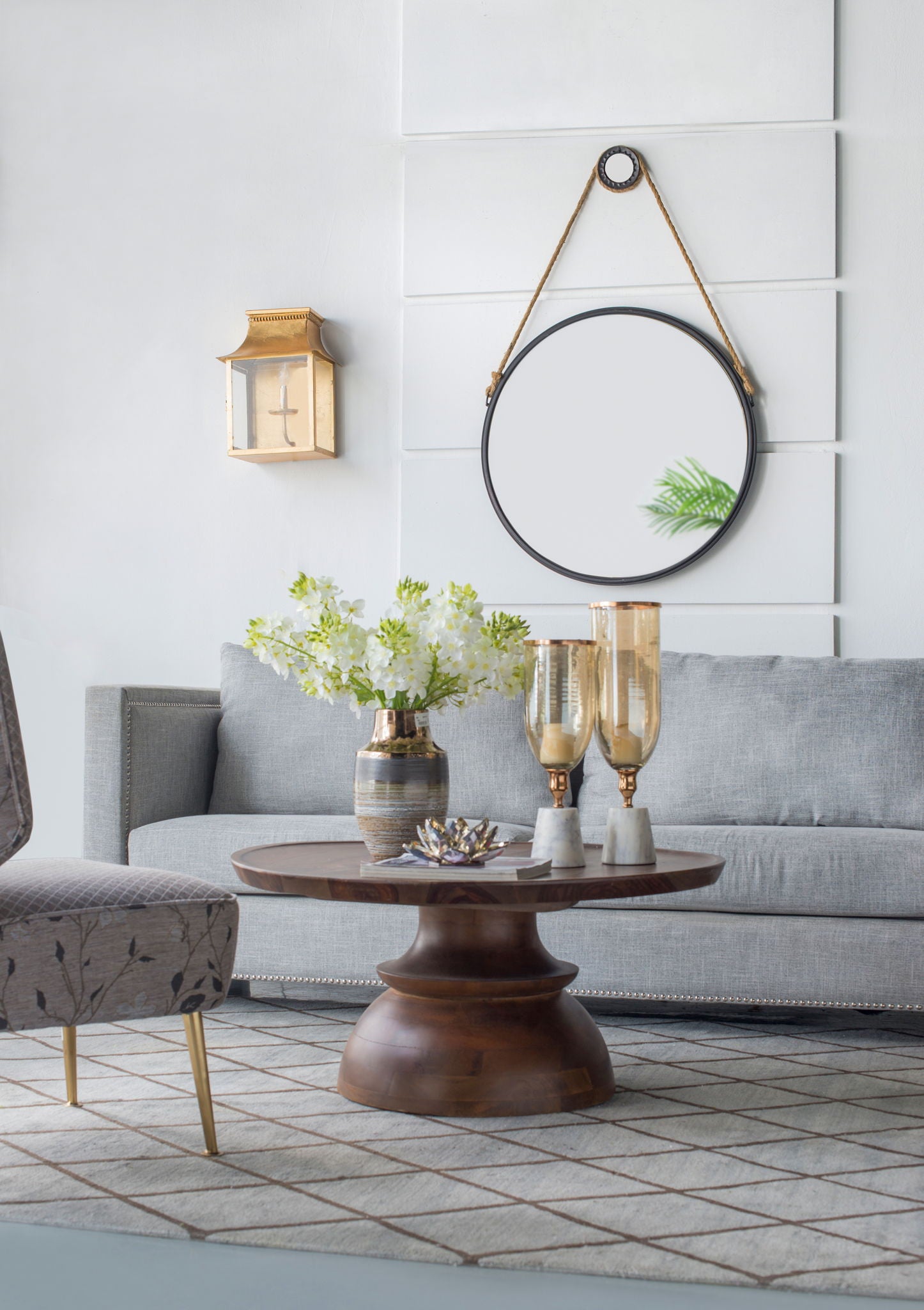 Handsome Cleveland Mirror With Rope Strap Contemporary Design Circle Mirror With Round Metal Frame For Wall Decor