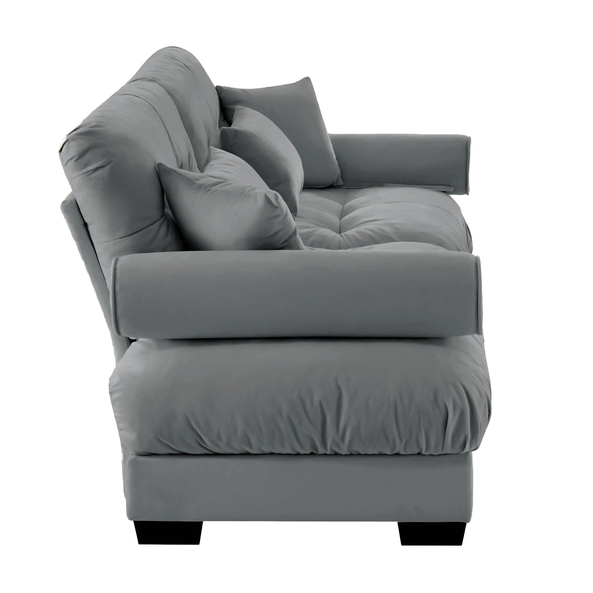 Modern Oversize Sofa With Cloud Like Comfort, Featuring Waist And Throw Pillows
