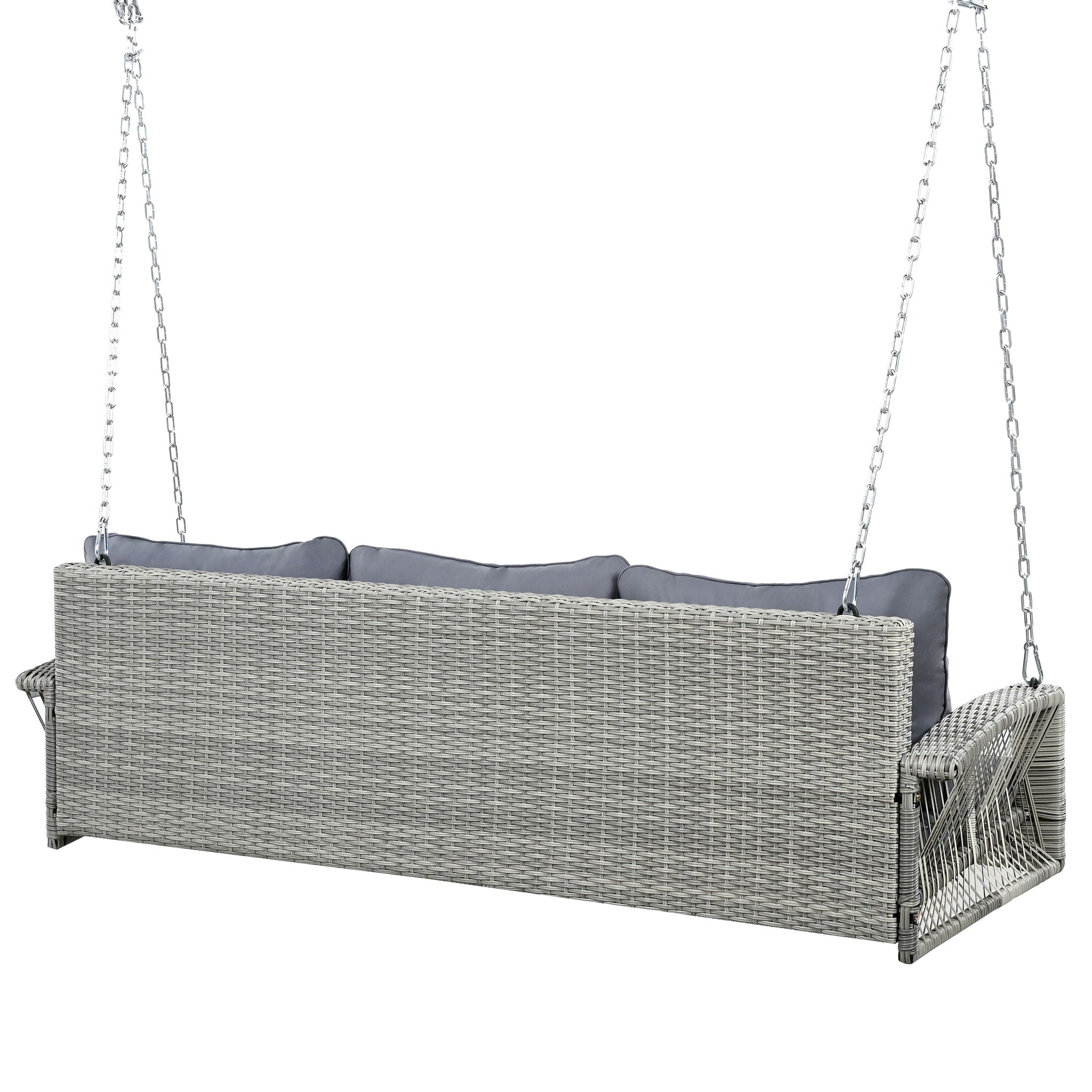 3 Person Large Patio Swing Bench With Cushions For Backyard