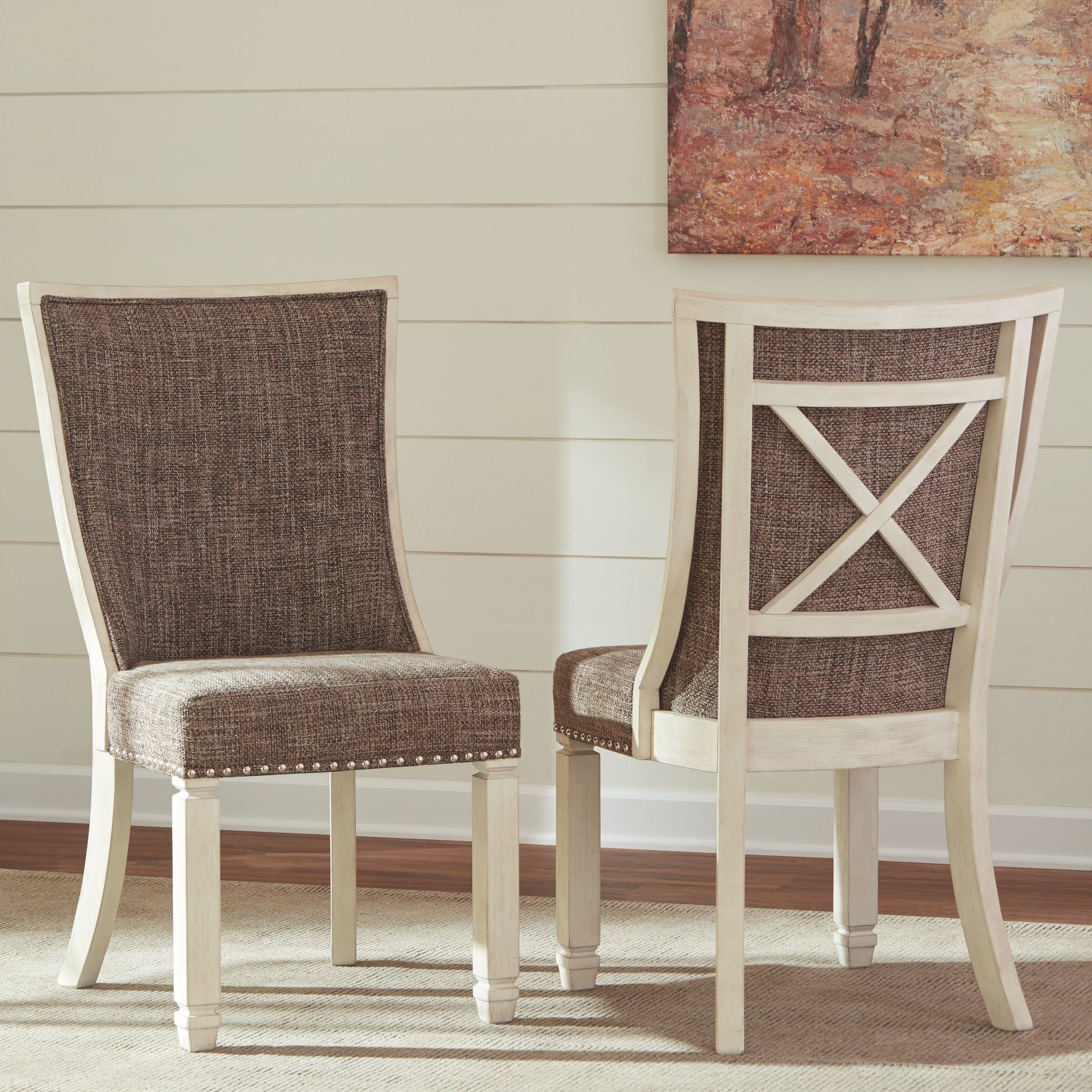 Signature Design by Ashley® Bolanburg - Brown / Beige - Dining Uph Side Chair (Set of 2) - Lattice Back | Meri Furniture