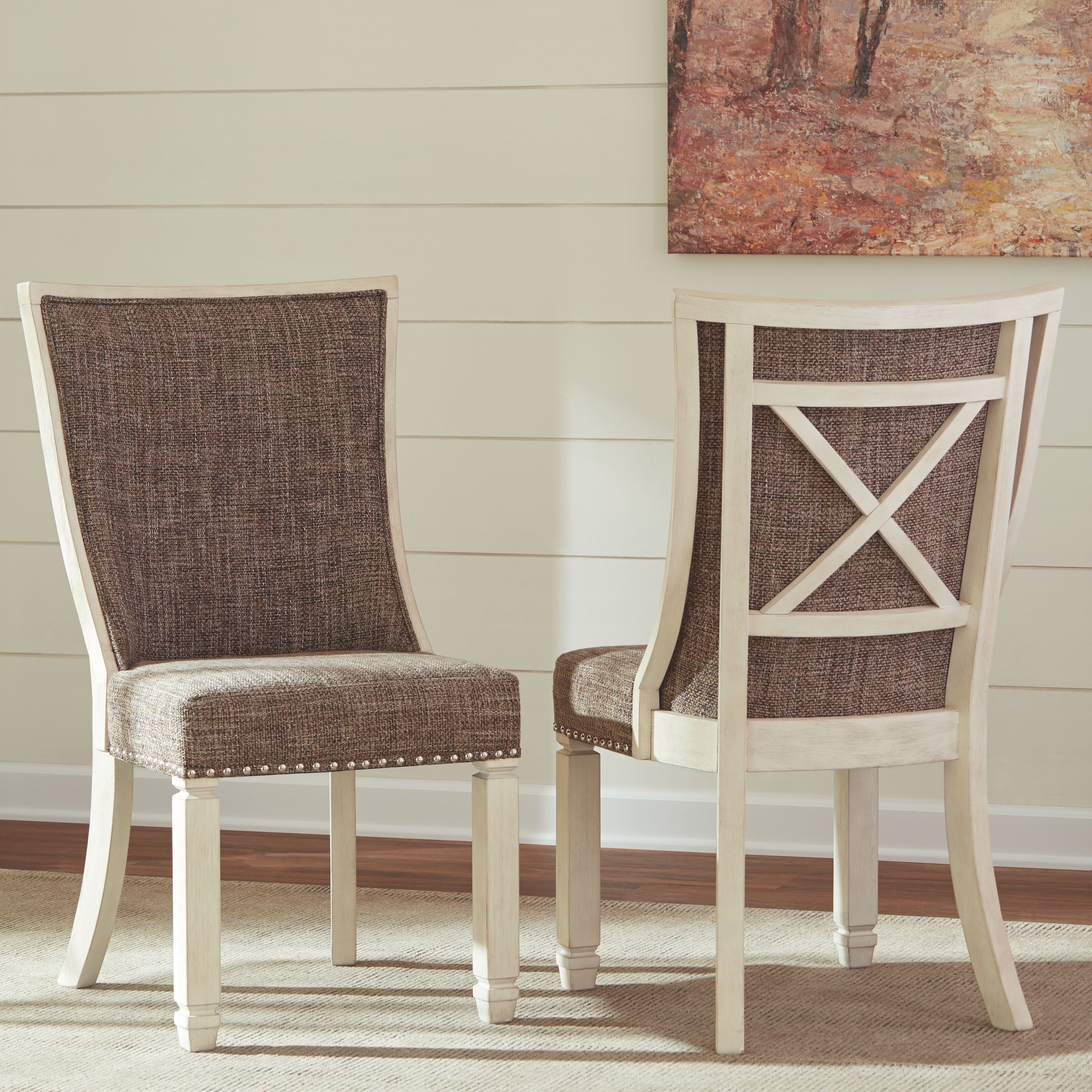 Signature Design by Ashley® Bolanburg - Brown / Beige - Dining Uph Side Chair (Set of 2) - Lattice Back | Meri Furniture