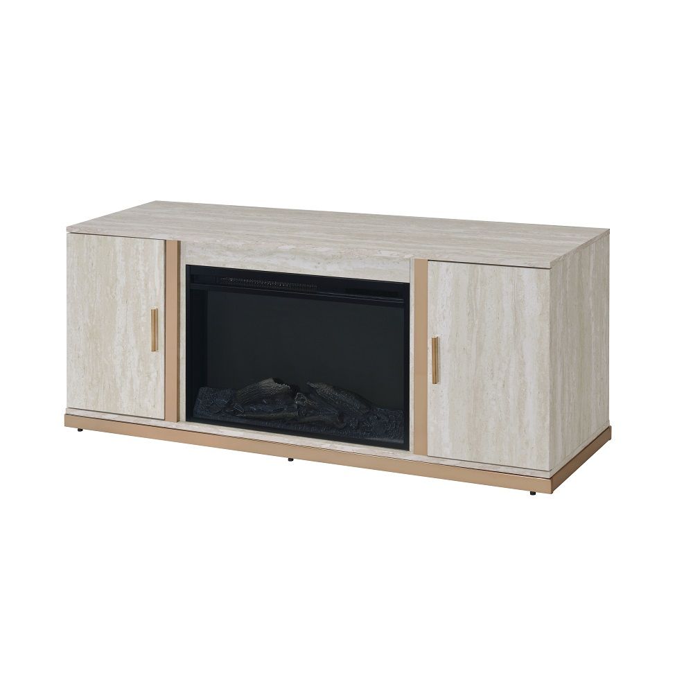 ACME Vanna - Console Cabinet With Fireplace - White | Meri Furniture