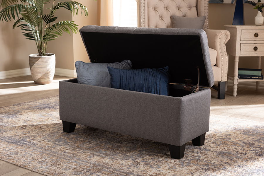 Fera Modern and Contemporary Gray Fabric Upholstered Storage Ottoman