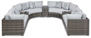 Signature Design by Ashley® Harbor Court - Gray - 9-Piece Outdoor Sectional | Meri Furniture