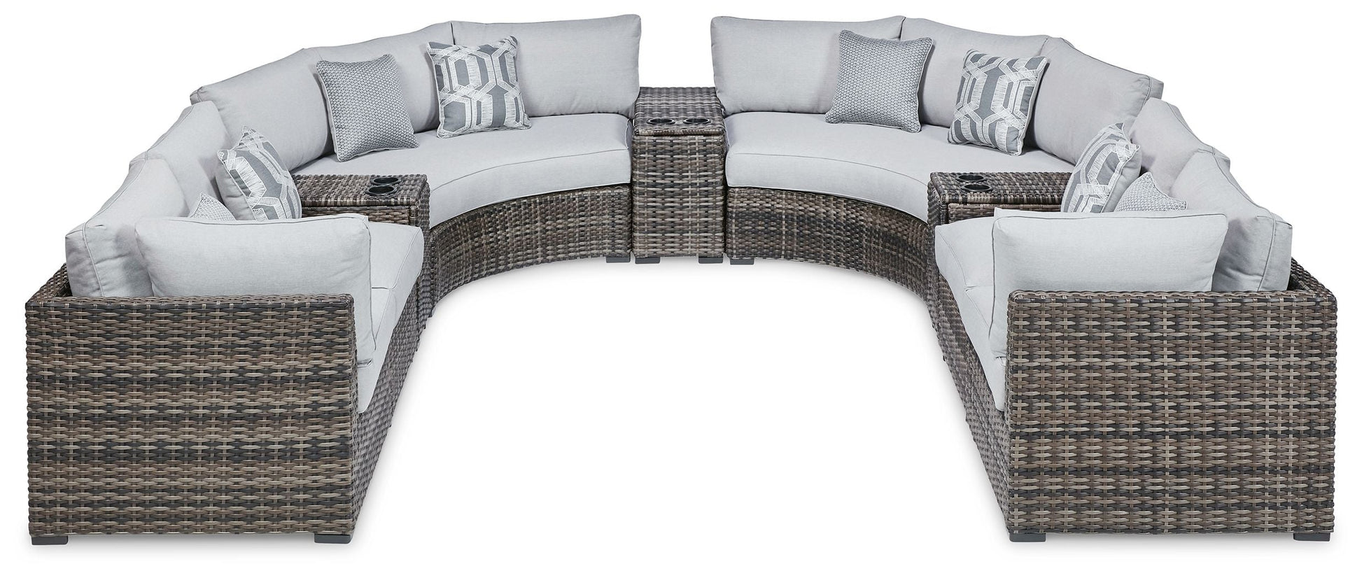 Signature Design by Ashley® Harbor Court - Gray - 9-Piece Outdoor Sectional | Meri Furniture