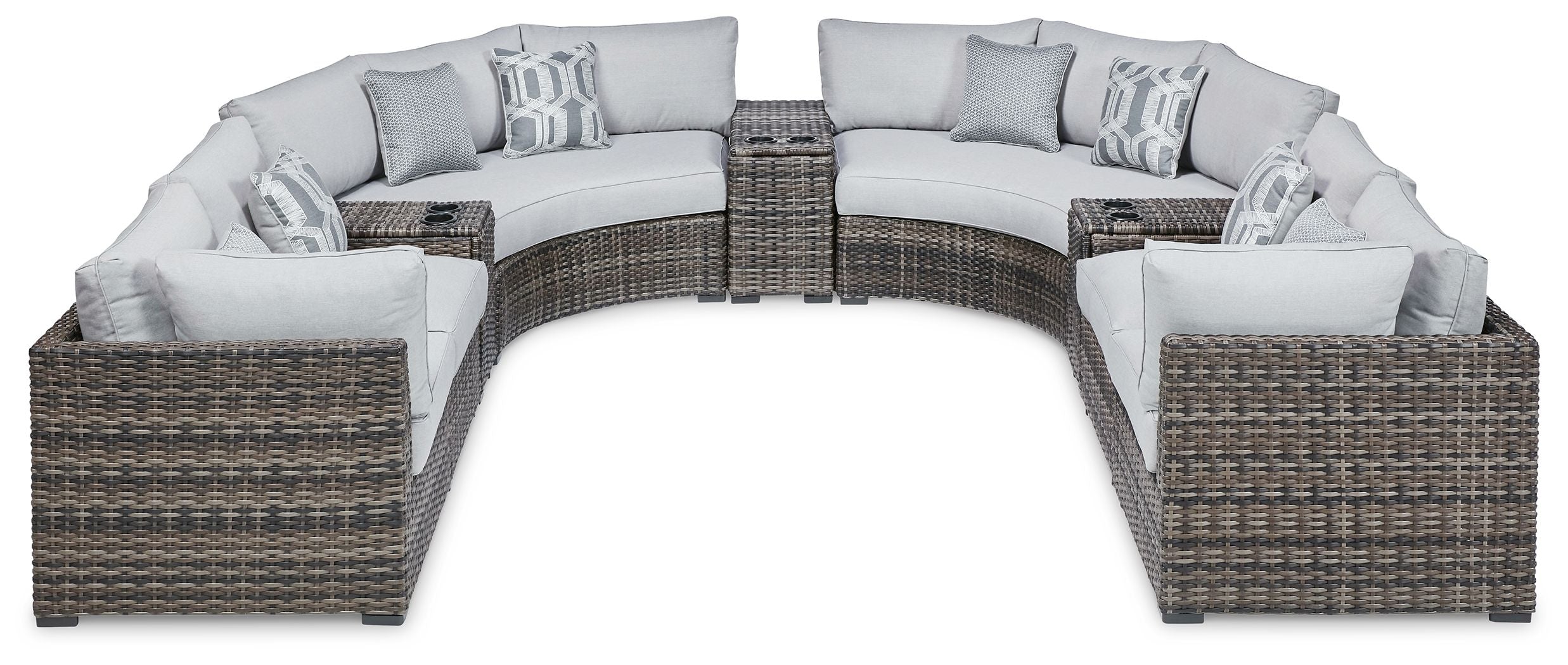 Signature Design by Ashley® Harbor Court - Gray - 9-Piece Outdoor Sectional | Meri Furniture